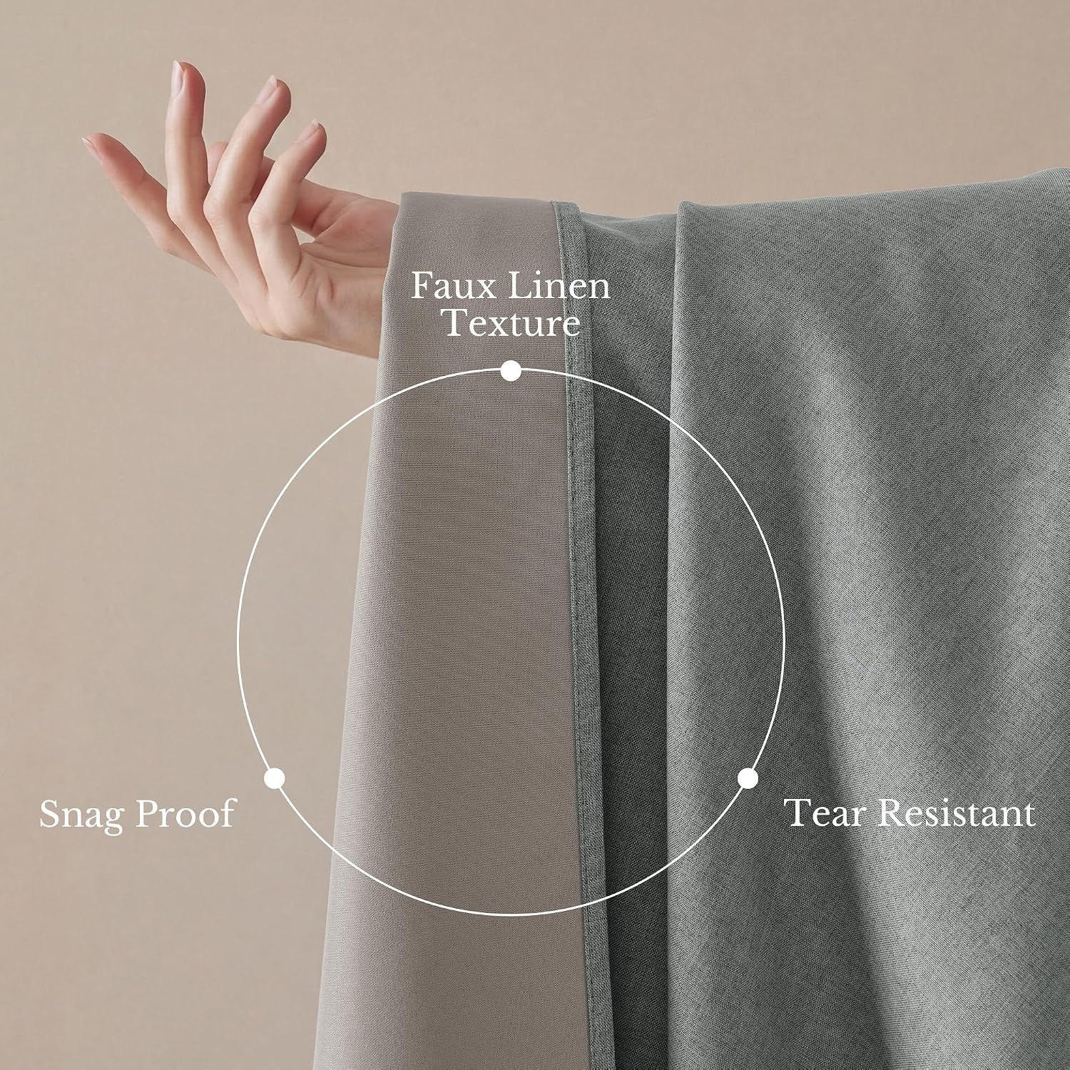 image:imageNICETOWN ScratchProof 100 Blackout Beige 108 inch Curtains HighDensity Linen Blend Window Treatments Rod Pocket amp Back Tab Thermal Drapes for Living Room W52 x L108 2 PanelsGrey