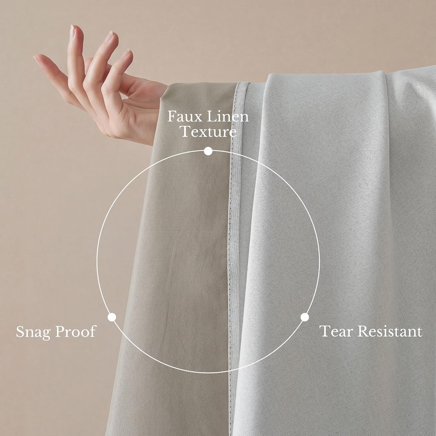 image:imageNICETOWN ScratchProof 100 Blackout Beige 108 inch Curtains HighDensity Linen Blend Window Treatments Rod Pocket amp Back Tab Thermal Drapes for Living Room W52 x L108 2 PanelsCloudy White