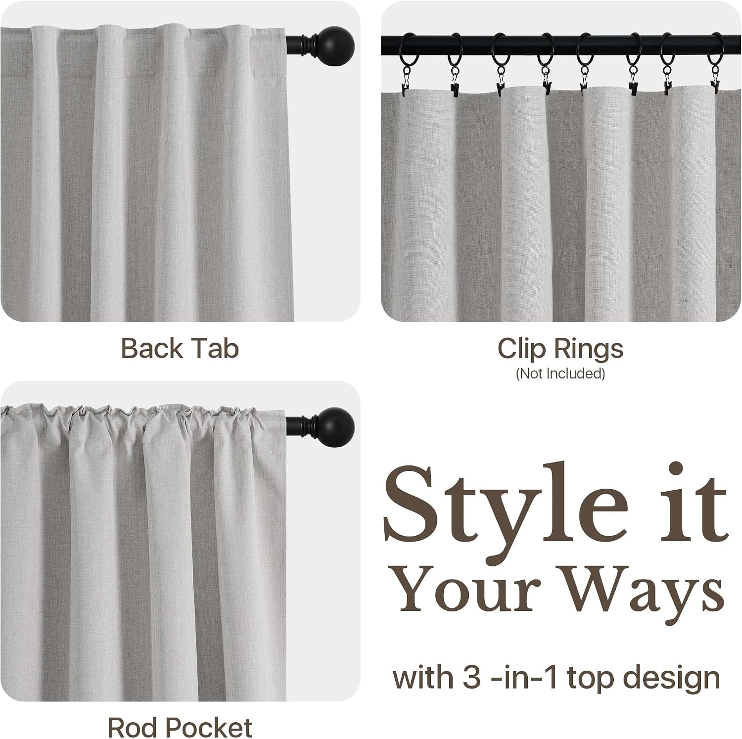 image:imageNICETOWN ScratchProof 100 Blackout Beige 108 inch Curtains HighDensity Linen Blend Window Treatments Rod Pocket amp Back Tab Thermal Drapes for Living Room W52 x L108 2 PanelsCloudy White