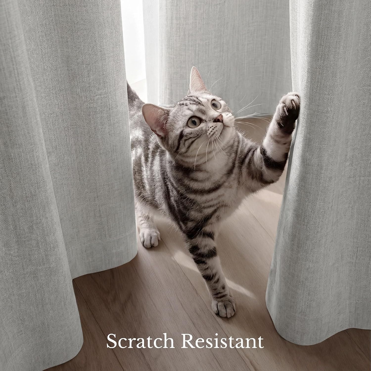 image:imageNICETOWN ScratchProof 100 Blackout Beige 108 inch Curtains HighDensity Linen Blend Window Treatments Rod Pocket amp Back Tab Thermal Drapes for Living Room W52 x L108 2 PanelsCloudy White