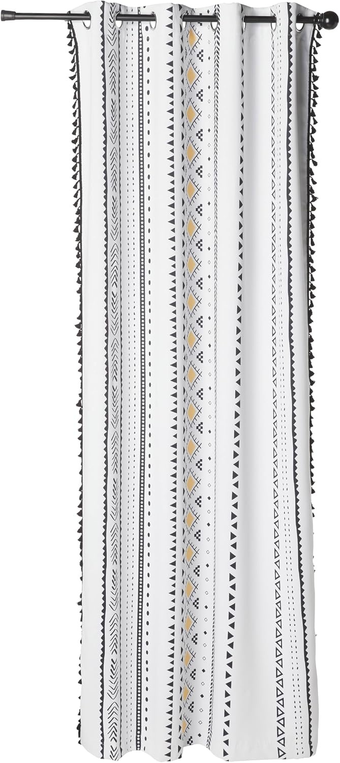 image:imageNICETOWN Sheer Window Curtains Linen Textured 84 inches Length for Home Decor Grommet Geometry Pattern Privacy amp Light Balance Flax Sheer Drapes for Living Room W50 x L84 2 Panels NavyYellow Black