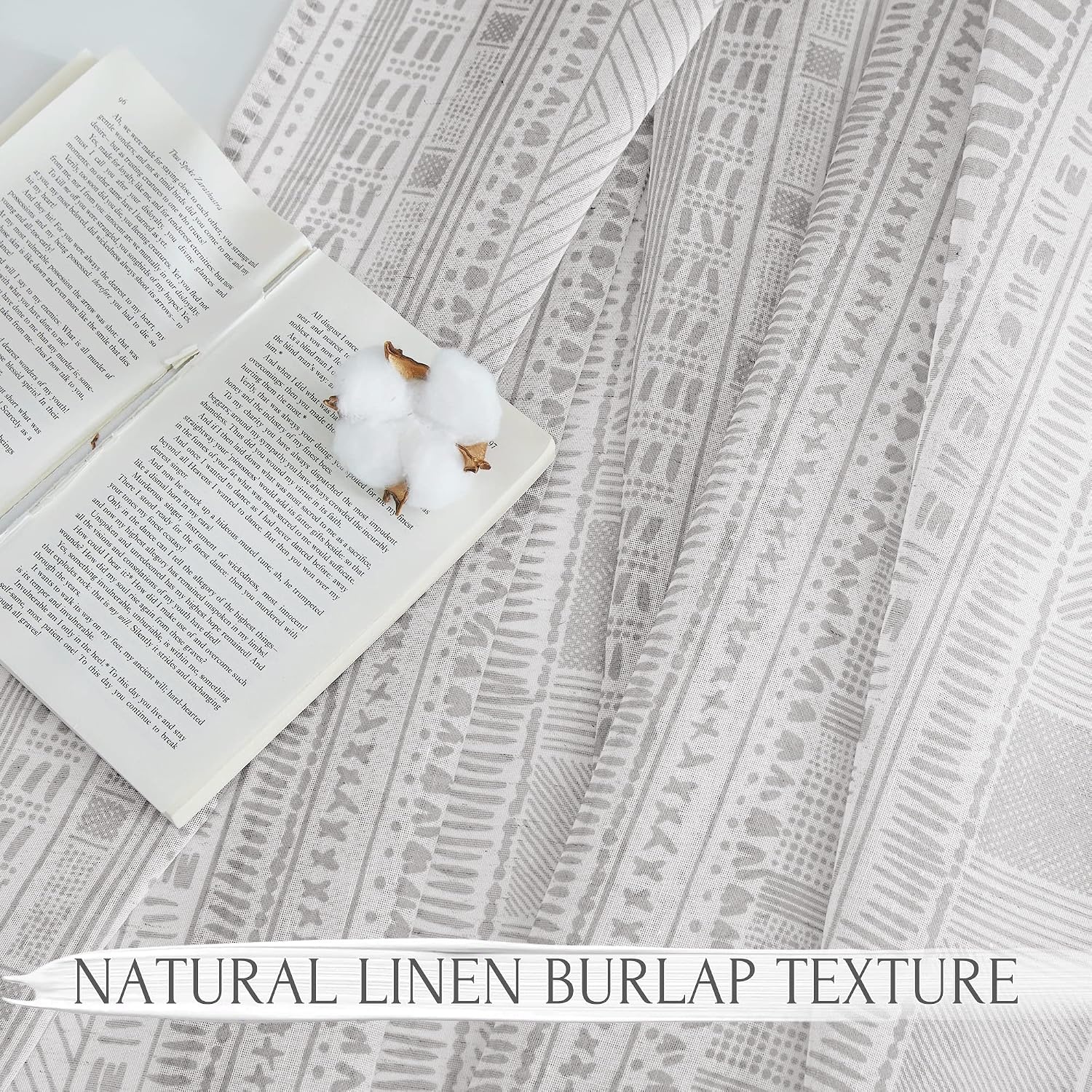 image:imageNICETOWN Sheer Window Curtains Linen Textured 84 inches Length for Home Decor Grommet Geometry Pattern Privacy amp Light Balance Flax Sheer Drapes for Living Room W50 x L84 2 Panels NavyGrey