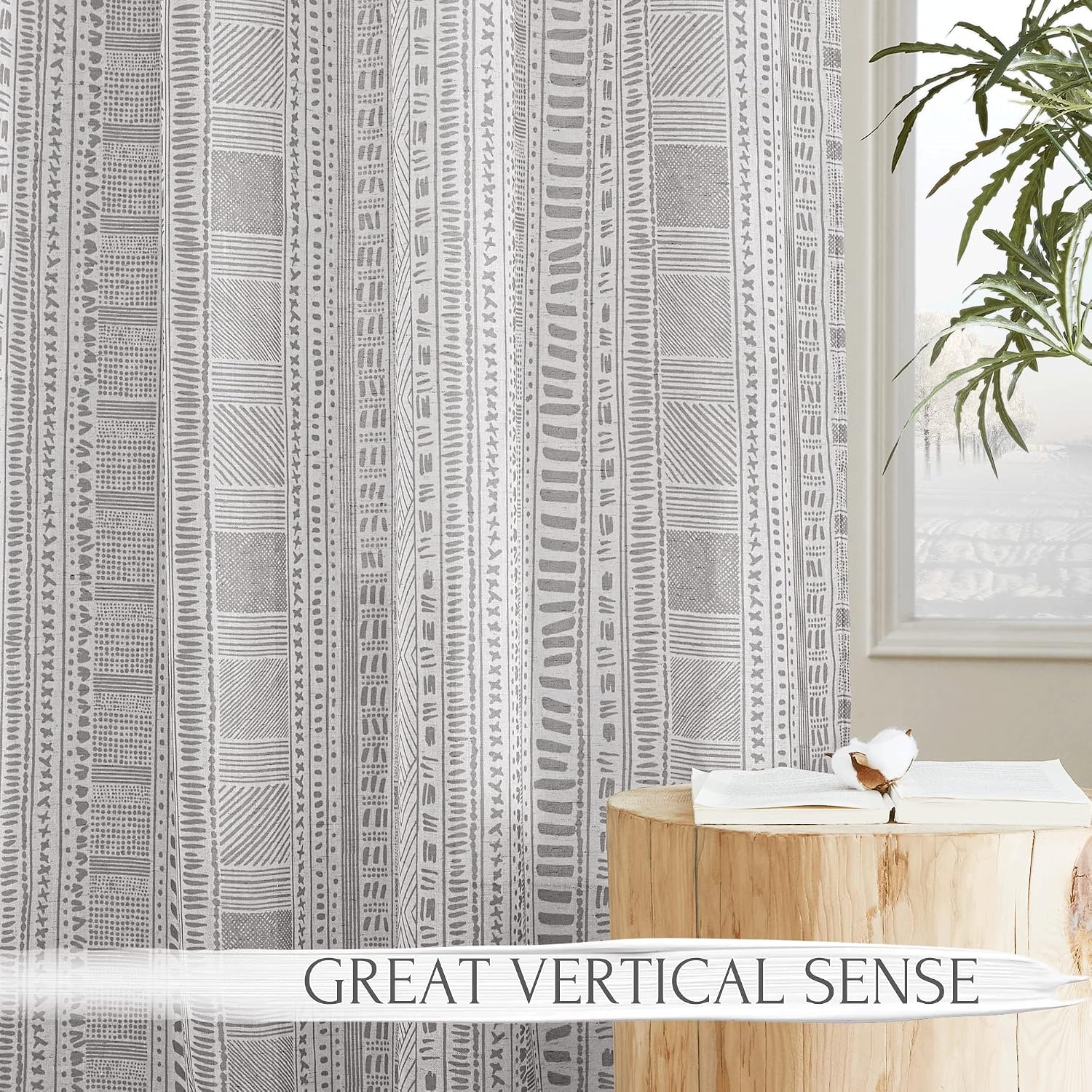 image:imageNICETOWN Sheer Window Curtains Linen Textured 84 inches Length for Home Decor Grommet Geometry Pattern Privacy amp Light Balance Flax Sheer Drapes for Living Room W50 x L84 2 Panels NavyGrey