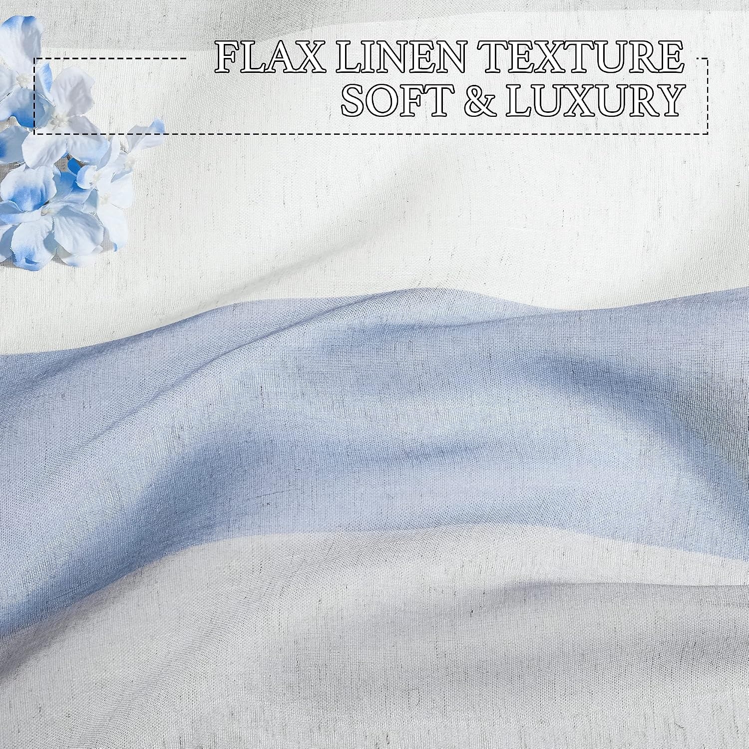 image:imageNICETOWN Sheer Window Curtains Linen Textured 84 inches Length for Home Decor Grommet Geometry Pattern Privacy amp Light Balance Flax Sheer Drapes for Living Room W50 x L84 2 Panels NavyWhite Blue