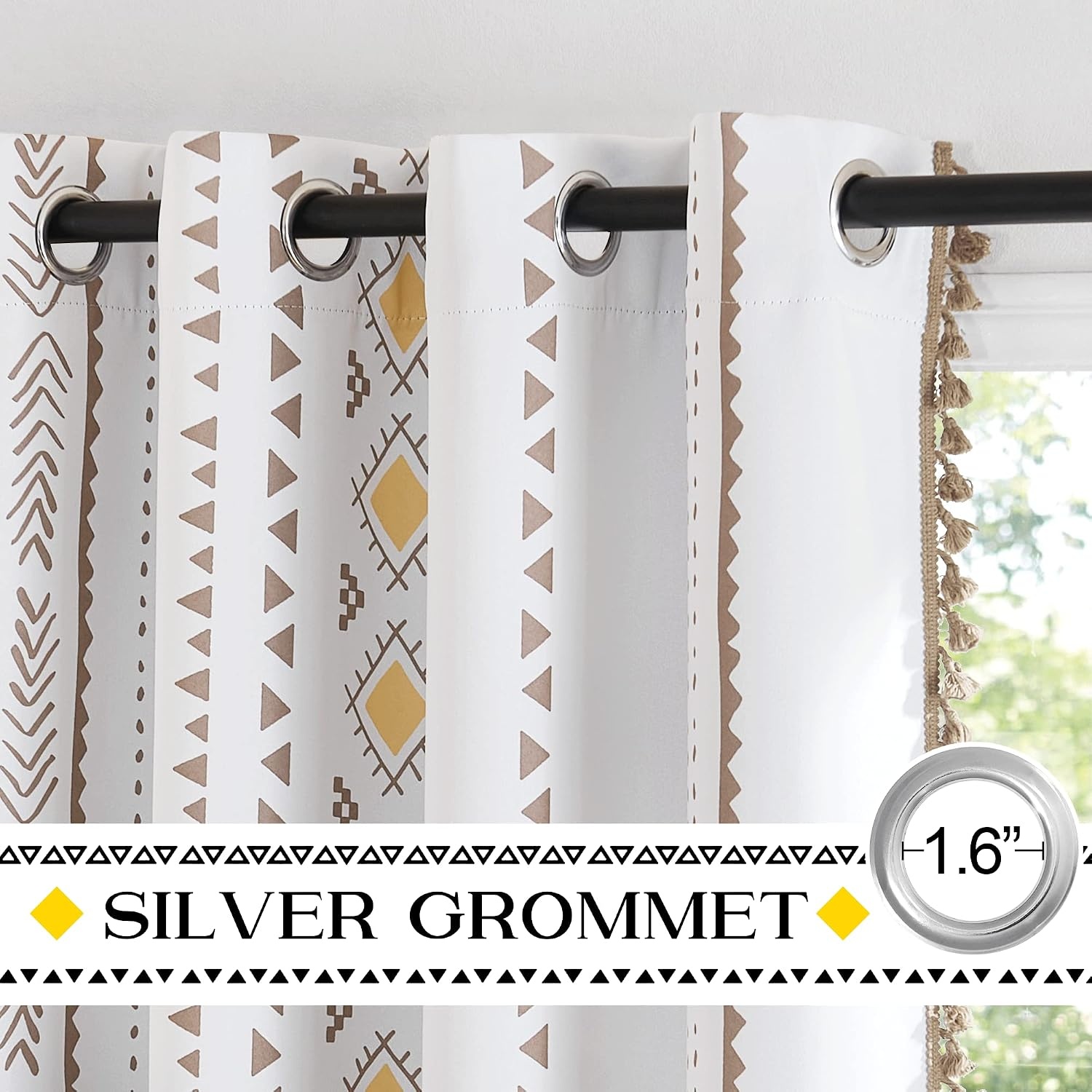 image:imageNICETOWN Sheer Window Curtains Linen Textured 84 inches Length for Home Decor Grommet Geometry Pattern Privacy amp Light Balance Flax Sheer Drapes for Living Room W50 x L84 2 Panels NavyTaupe Black