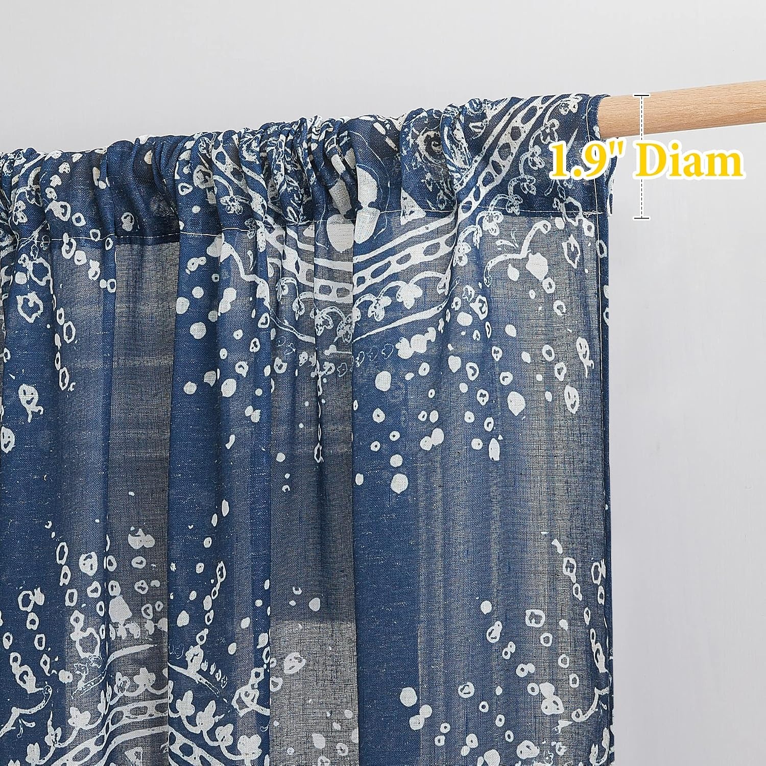 image:imageNICETOWN Sheer Window Curtains Linen Textured 84 inches Length for Home Decor Grommet Geometry Pattern Privacy amp Light Balance Flax Sheer Drapes for Living Room W50 x L84 2 Panels NavyBlue