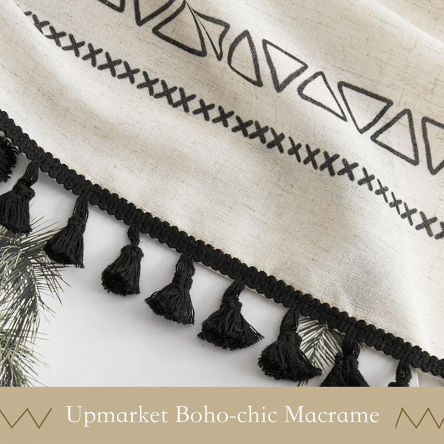 image:imageNICETOWN Sheer Window Curtains Linen Textured 84 inches Length for Home Decor Grommet Geometry Pattern Privacy amp Light Balance Flax Sheer Drapes for Living Room W50 x L84 2 Panels NavyBlack