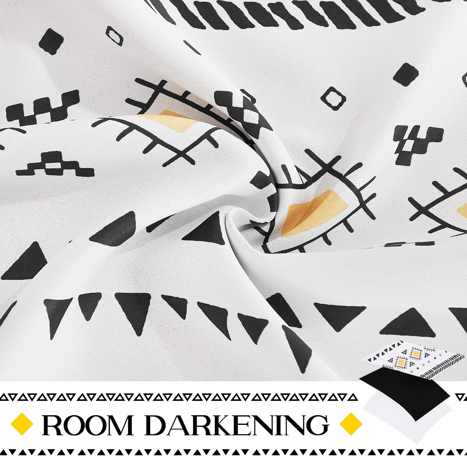 image:imageNICETOWN Sheer Window Curtains Linen Textured 84 inches Length for Home Decor Grommet Geometry Pattern Privacy amp Light Balance Flax Sheer Drapes for Living Room W50 x L84 2 Panels NavyYellow Black