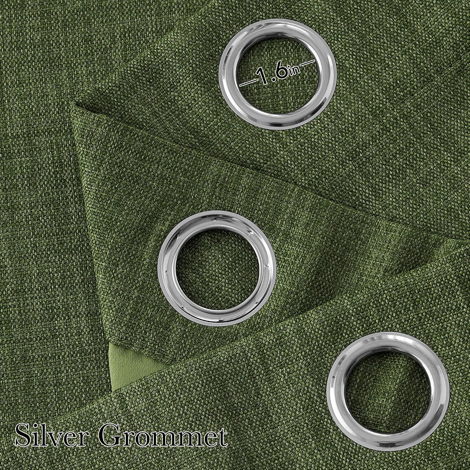 image:imageNICETOWN Short Faux Linen Froest Green Blackout Curtains 63 inches Long