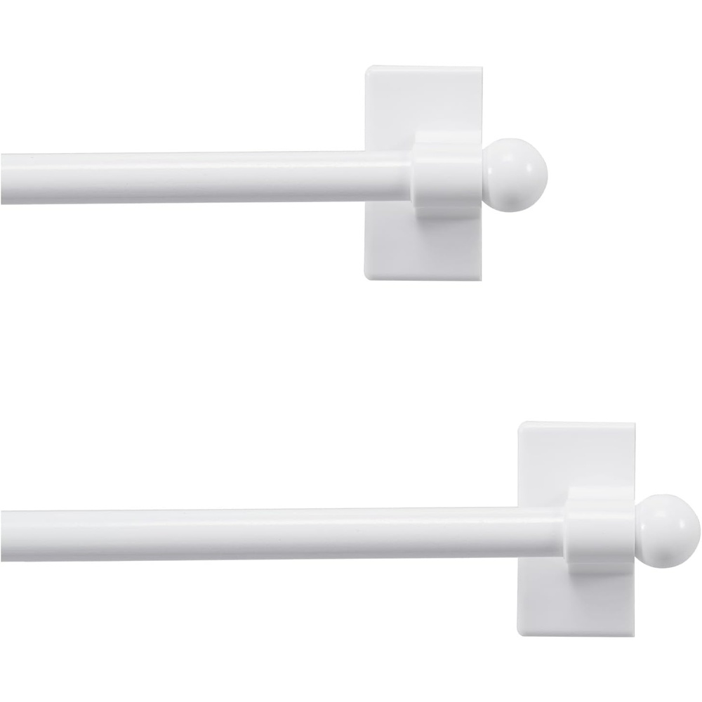 image:imageNICETOWN 2 Pack White Magnetic Curtain Rods for Any Steel Spaces with Adjustable Length 16 to 28 inch with Linen 100 Blackout Curtain Thermal Insulated Elegant Home Decoration 25 x 72 Inch