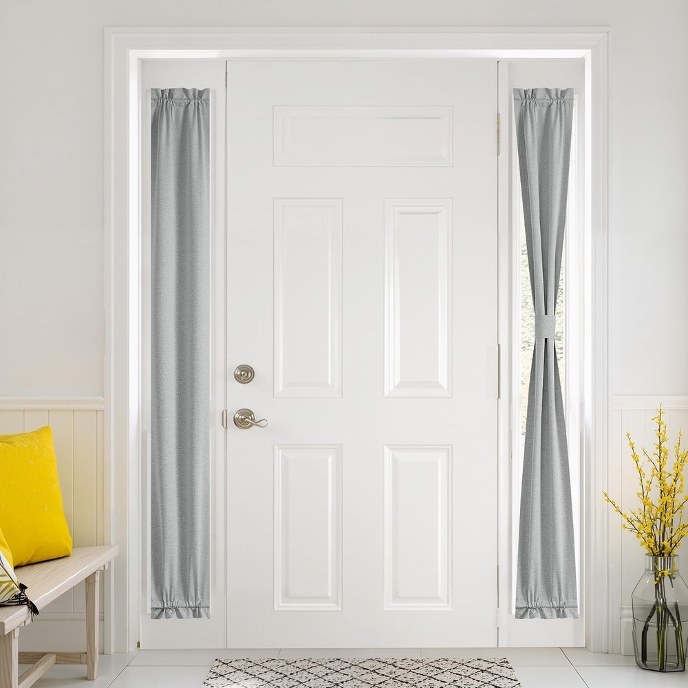 image:imageNICETOWN Dove Grey Blackout Linen French Door Curtain for Glass WindowDove Grey