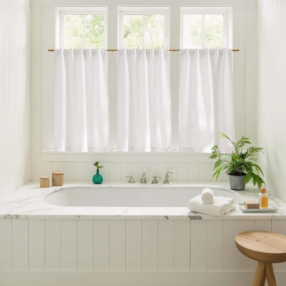 image:imageNICETOWN Natural Linen Curtains for Bedroom Back Tab amp Rod Pocket with Pleat Tab Privacy Added Curtains amp Drapes with Light Filtering Window Treatments for Living Room W52 x L95 2 PanelsBurlap