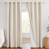 NICETOWN 100% Absolutely Blackout Linen Curtains with Thermal Insulated White Liner, 52″ W, 2 PCs, Beige, 90″ Long Drapes Sweep The Floor Decorative Keep Privacy Panels for Living Room/Villa/Bedroom