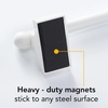 NICETOWN 2 Pack White Magnetic Curtain Rods for Any Steel Spaces with Adjustable Length 16 to 28 inch with Linen 100% Blackout Curtain Thermal Insulated Elegant Home Decoration 25 x 72 Inch