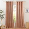NICETOWN 2 Panles 55 x 84 inches Long Grommet Thick Linen Window Curtains with 2 Panles 55 x 18 inches Length Button Farmhouse Short Valances for Bedroom Living Room Decor, Terracotta