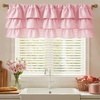 NICETOWN Farmhouse Valance Curtains 20 Inches Long for Kitchen & Bathroom, French Country Ruffled Linen Valance for Window, Shabby Chic Light Filtering Rod Pocket Design, 52 W(Pink)