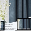 NICETOWN Faux Linen Mist Blue Blackout Curtains 84 inches Long
