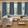 NICETOWN Faux Linen Mist Blue Blackout Curtains 84 inches Long