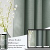 NICETOWN Faux Linen Sage Green Blackout Curtains 84 inches Long for Living