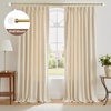 NICETOWN Gold Curtain Rod with Linen Curtain Bundle (84 inch), Adjustable 2-in-1 Window Treatment Set for Bedroom