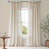 NICETOWN Gold Curtain Rod with Linen Curtain Bundle (84 inch), Adjustable 2-in-1 Window Treatment Set for Bedroom