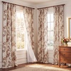 NICETOWN Green Linen Floral Curtains for Living Room Bedroom 84 Inches Long(Natural)