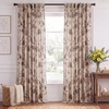 NICETOWN Green Linen Vintage Floral Curtains for Farmhouse 84 inch Long(Toile De Jouy – Brown)