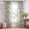 NICETOWN Green Linen Vintage Floral Curtains for Farmhouse 84 inch Long(Toile De Jouy – Green)