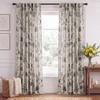NICETOWN Green Linen Vintage Floral Curtains for Farmhouse 84 inch Long(Toile De Jouy – Grey)