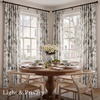 NICETOWN Green Linen Vintage Floral Curtains for Farmhouse 84 inch Long(Toile De Jouy – Grey)