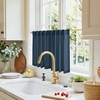 NICETOWN Kitchen Curtains 24 Inch Linen Textured Tiers Farmhouse Cafe(Navy Blue)