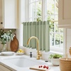 NICETOWN Kitchen Curtains 24 Inch Linen Textured Tiers Farmhouse Cafe(Sage Green)
