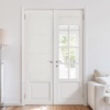 NICETOWN Linen 100% Blackout Door Curtain, No Drill Cordless Thermal Insulated Roman Shade for French Front Door, Adhesive Top & Magnetic Roman Roll Up Privacy Curtain, 24″ W x 72″ L, 1 PC, Off White(Off White)
