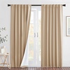 NICETOWN Living Room Noise Reducing Natural Faux Linen Curtains, Privacy Protection & Completely Shaded Lower PM2.5 Particles Drapes, Lined Insulated Window Treatment Panels (2 Pieces, W52 x L84)(Biscotti Beige Back Tab)