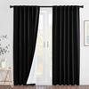 NICETOWN Living Room Noise Reducing Natural Faux Linen Curtains, Privacy Protection & Completely Shaded Lower PM2.5 Particles Drapes, Lined Insulated Window Treatment Panels (2 Pieces, W52 x L84)(Dust Filter | Back Tab | Black)