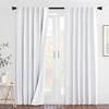 NICETOWN Living Room Noise Reducing Natural Faux Linen Curtains, Privacy Protection & Completely Shaded Lower PM2.5 Particles Drapes, Lined Insulated Window Treatment Panels (2 Pieces, W52 x L84)(Dust Filter | Back Tab | Pure White)