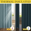 NICETOWN Natural Faux Linen 100% Blackout Curtains, 2 Panels Set, 52 x 72 Inch, Rod Pocket Thermal Insulated Room Darkening Drapes for Bedroom, Nursery, Modern Farmhouse Decor, Noise Reducing(Skylark Blue)