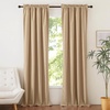 NICETOWN Natural Faux Linen 100% Blackout Curtains, 2 Panels Set, 52 x 72 Inch, Rod Pocket Thermal Insulated Room Darkening Drapes for Bedroom, Nursery, Modern Farmhouse Decor, Noise Reducing(Camel)