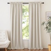 NICETOWN Natural Faux Linen 100% Blackout Curtains, 2 Panels Set, 52 x 72 Inch, Rod Pocket Thermal Insulated Room Darkening Drapes for Bedroom, Nursery, Modern Farmhouse Decor, Noise Reducing(Cream)