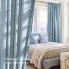 NICETOWN Natural Linen Curtains for Bedroom, Back Tab & Rod Pocket with Pleat Tab Privacy Added Curtains & Drapes with Light Filtering Window Treatments for Living Room, W52 x L95, 2 Panels(Stone Blue)