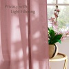 NICETOWN Rod Pocket & Back Tab Thick Flax Semi Sheer Linen Curtains, Privacy with Light Filtering Panels for Home Decor, Angora, W55 x L95, 2 Panels(Baby Pink)