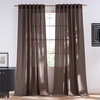 NICETOWN Rod Pocket & Back Tab Thick Flax Semi Sheer Linen Curtains, Privacy with Light Filtering Panels for Home Decor, Angora, W55 x L95, 2 Panels(Brown)