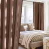 NICETOWN Rod Pocket & Back Tab Thick Flax Semi Sheer Linen Curtains, Privacy with Light Filtering Panels for Home Decor, Angora, W55 x L95, 2 Panels(Gold Brown)