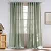 NICETOWN Rod Pocket & Back Tab Thick Flax Semi Sheer Linen Curtains, Privacy with Light Filtering Panels for Home Decor, Angora, W55 x L95, 2 Panels(Greyish Green)