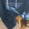 NICETOWN Rod Pocket & Back Tab Thick Flax Semi Sheer Linen Curtains, Privacy with Light Filtering Panels for Home Decor, Angora, W55 x L95, 2 Panels(Navy Blue)