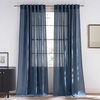 NICETOWN Rod Pocket & Back Tab Thick Flax Semi Sheer Linen Curtains, Privacy with Light Filtering Panels for Home Decor, Angora, W55 x L95, 2 Panels(Navy Blue)