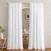 NICETOWN Rod Pocket & Back Tab Thick Flax Semi Sheer Linen Curtains, Privacy with Light Filtering Panels for Home Decor, Angora, W55 x L95, 2 Panels(White)