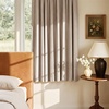 NICETOWN Scratch-Proof 100% Blackout Beige 108 inch Curtains, High-Density Linen Blend Window Treatments Rod Pocket & Back Tab Thermal Drapes for Living Room, W52 x L108, 2 Panels(Sand)