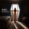 NICETOWN Scratch-Proof 100% Blackout Beige 108 inch Curtains, High-Density Linen Blend Window Treatments Rod Pocket & Back Tab Thermal Drapes for Living Room, W52 x L108, 2 Panels(Blue)