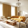 NICETOWN Scratch-Proof 100% Blackout Beige 108 inch Curtains, High-Density Linen Blend Window Treatments Rod Pocket & Back Tab Thermal Drapes for Living Room, W52 x L108, 2 Panels(Mustard Yellow)
